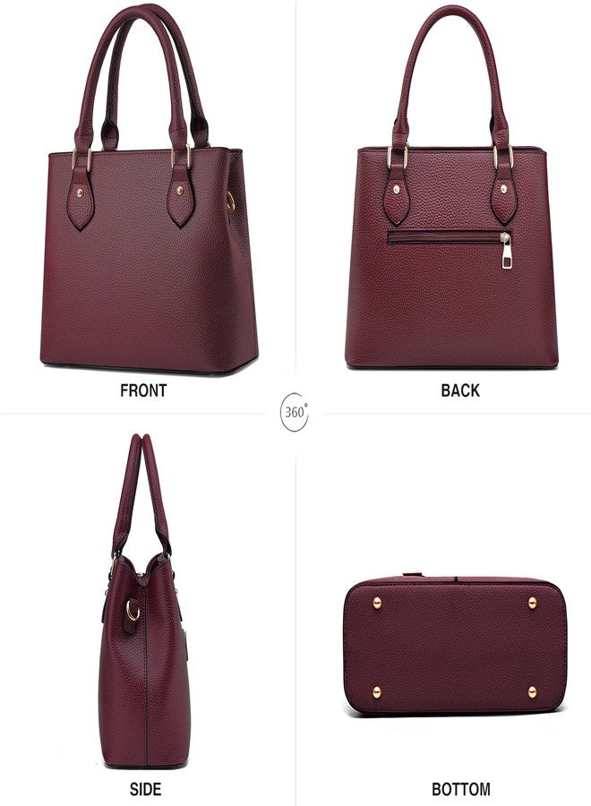 CHICAROUSAL Purses and Handbags for Women Leather Crossbody Bags Women's Tote Shoulder Bag (Burgundy cc) - Image 3